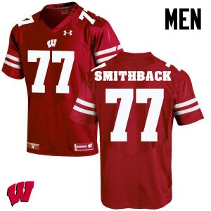 Men's Wisconsin Badgers NCAA #77 Blake Smithback Red Authentic Under Armour Stitched College Football Jersey HS31R58DQ